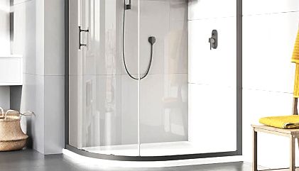 Asimetrik Flat Tekneli Siyah Profil Duşakabin