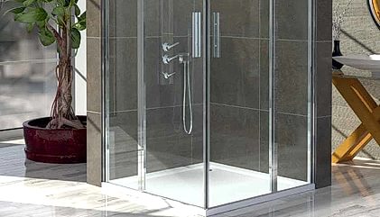 Flat Tekneli Şeffaf Camlı Kare Duşakabin