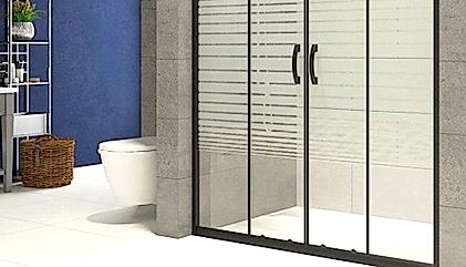 Teknesiz Siyah Profil Desenli Cam Duşakabin