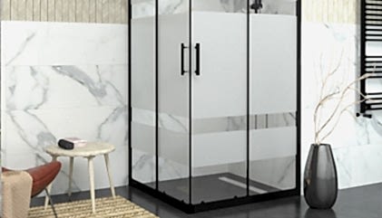 Teknesiz Siyah Profil Desenli Cam Duşakabin